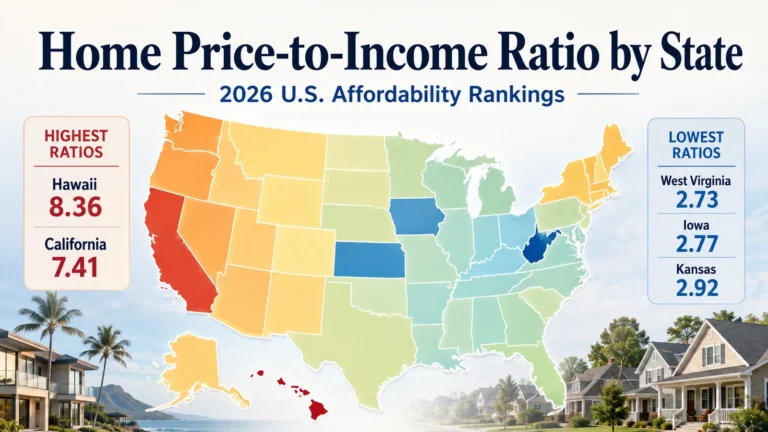 Home price-to-income ratio by state affordability rankings in 2026
