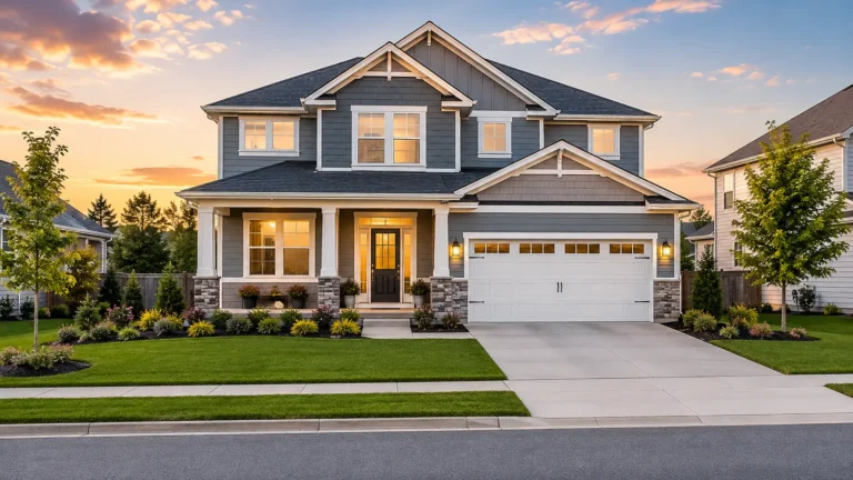 Modern two-story suburban home at sunset representing average home price by state in 2026