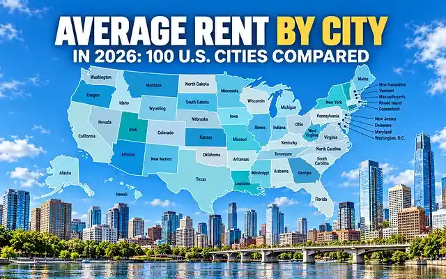 Average rent by city in 2026 across 100 U.S. cities